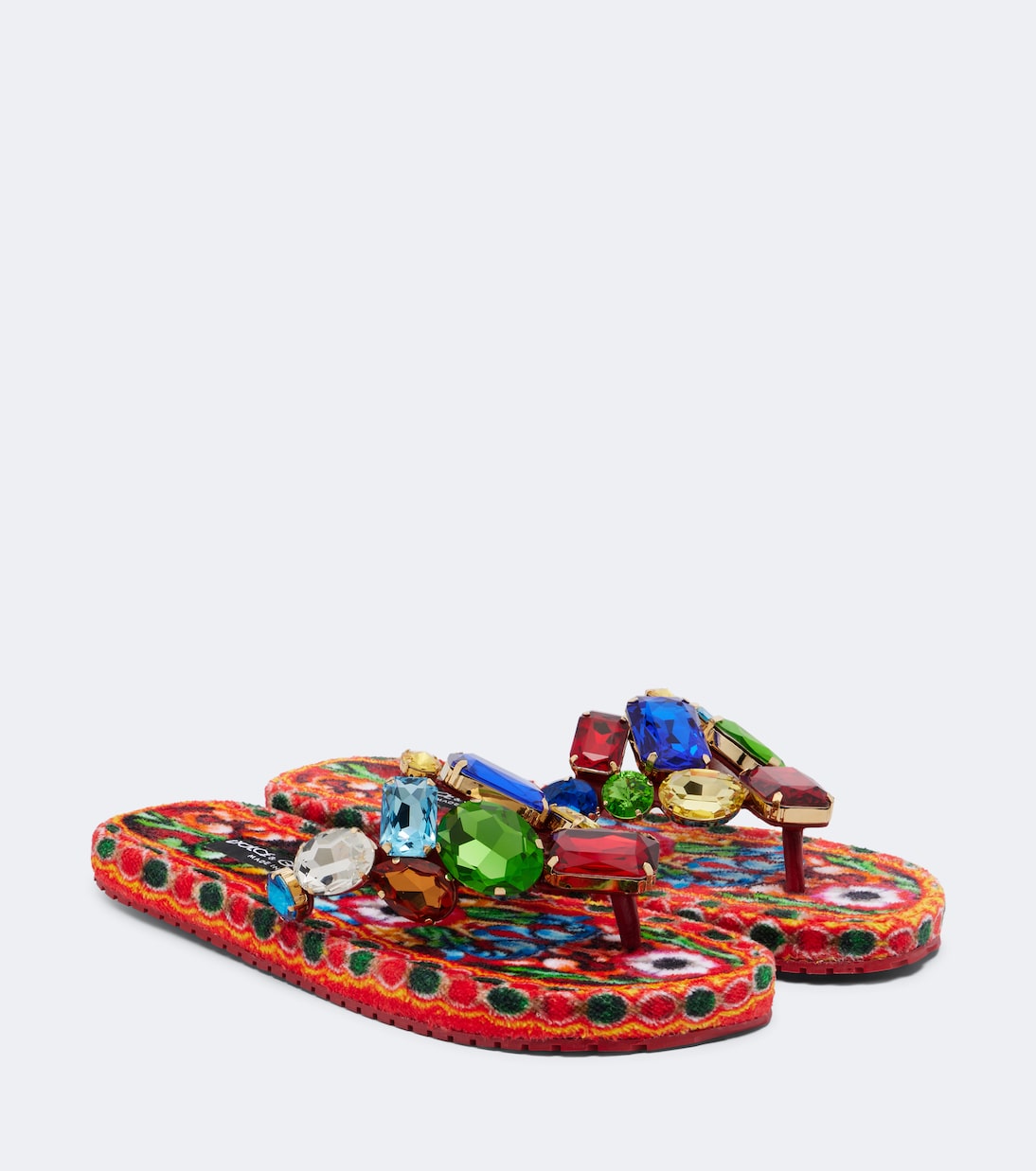Embellished Leather Thong Sandals