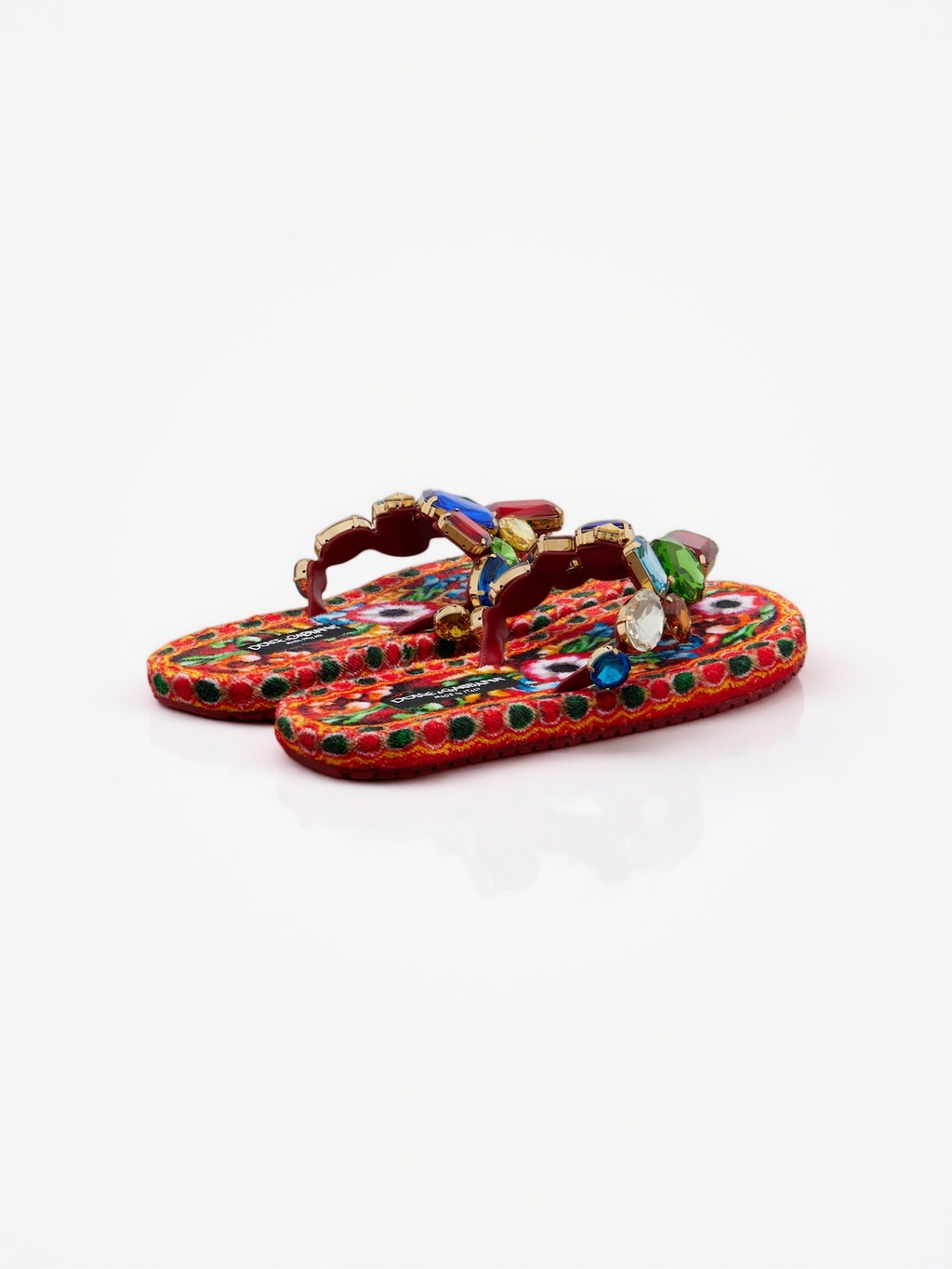 Embellished Leather Thong Sandals