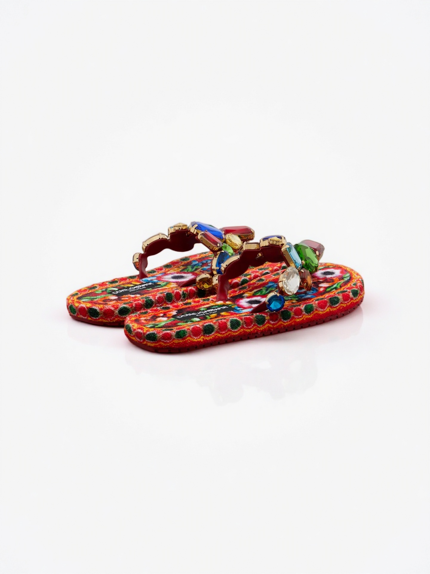 Embellished Leather Thong Sandals
