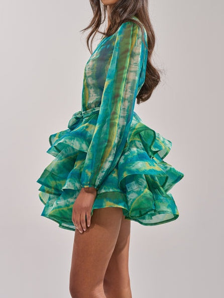 Sea Breeze Ruffle Mini Dress