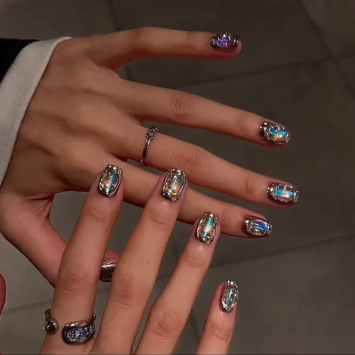 Future Metal Laser Press On Nail