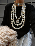 Rhinestone Pendant Multi-Strand Pearl Necklace